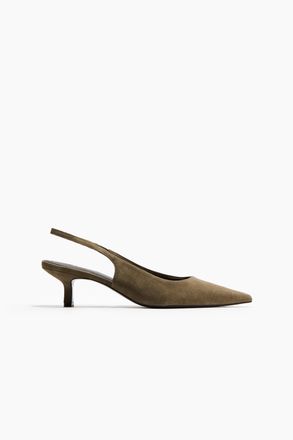 H&M Spitze Slingpumps aus Veloursleder - Green