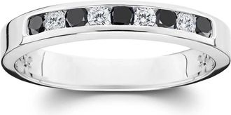 Pompeii3 1/3ct Black & White Diamond Channel Set White Gold Ring Size Selectable