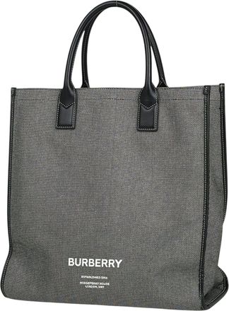 Burberry Black Canvas Leather Tote Bag (Pre-Owned)