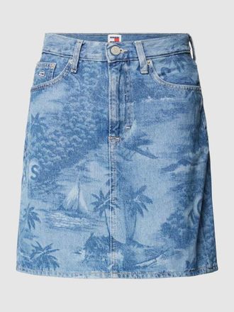 Tommy Jeans Mom Fit Jeansrock im Allover-Look in Jeansblau, Gr&ouml;&szlig;e 27