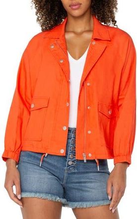 Liverpool L.A. Raglan Sleeve Linen Blend Jacket in Clementine at Nordstrom Rack, Size X-Small