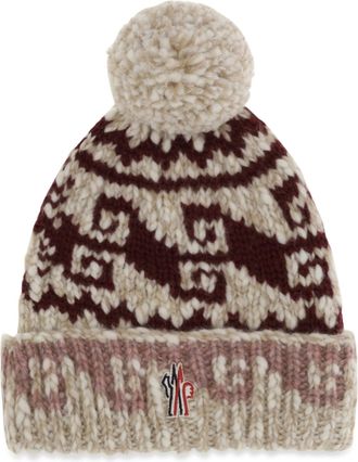 Moncler L20983B00003N1208 Wool-Alpaca Jacquard Beanie - Beige