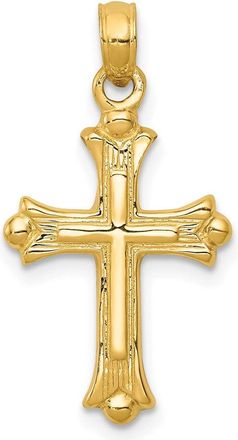 Diamond2Deal 14k Yellow Gold Budded Cross Charm