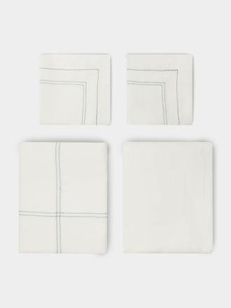 Volga Linen Hem-Stitch Linen Super King-Size Bedding Collection