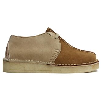 Clarks Desert Trek Suede Womens Lace Up Shoes - Light Tan Combi - Size:UK 4.5