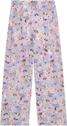 Balmain Floral-print Wide-leg Silk Trousers - White - 34 (UK6 / XS)