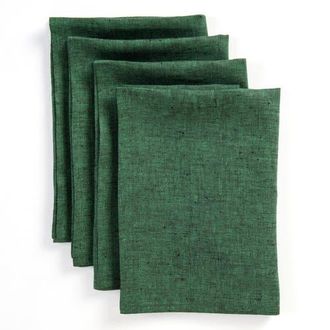 Solino Home Linen Dinner Napkins Set of 4, 20 x 20 Inch for Dining Table, Holiday and Everyday Table Decor - Athena in Forest Green at Nordstrom