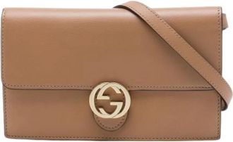 Gucci Pre-owned Wallet on Chain - Dames - Vintage Schoudertas - Beige - ONE Size - Leer - Vintage