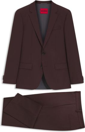 HUGO BOSS Three-piece slim-fit suit in wool-blend poplin