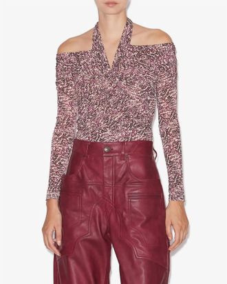 Isabel Marant Vonda Top In Purple Ecru