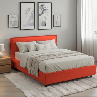 Dmora Cama Francesa Brosso, Desenfundable, Con Caj&oacute;n, Made In Italy, Colch&oacute;n 120x200 Cm, Naranja