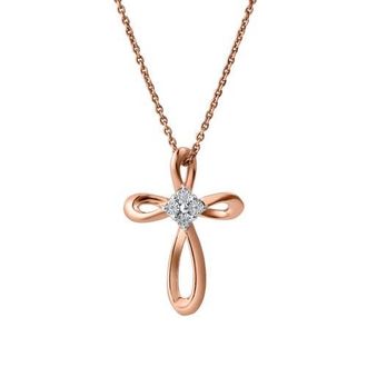 LuvMyJewelry Lightbound 0.02 Cts Natural Diamond Cross 14K Gold Pendant in 14K Rose Gold at Nordstrom