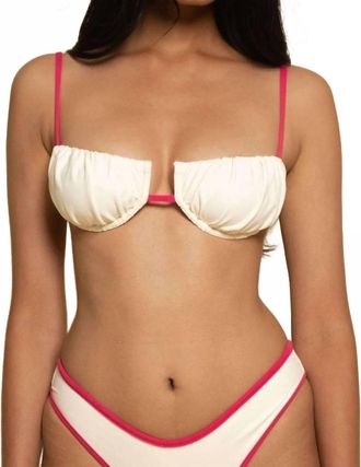Montce Swim Petal Bikini Top In Cream Raspberry Binded