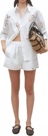 Suncoo Bosco Embroidered Poplin Shorts In Off White