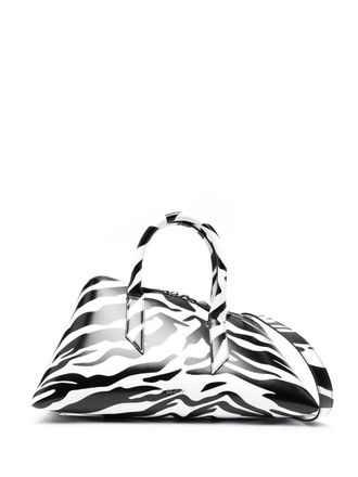The Attico 24H zebra print leather tote bag - Black
