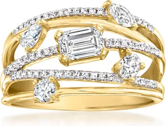 Ross-Simons Lab-Grown Diamond Highway Ring in 18kt Gold Over Sterling
