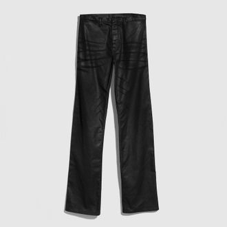 Gucci Coated Cotton Twill Denim Pants With Web, Size 32, Black
