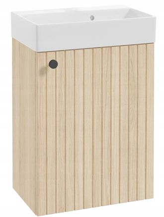 OEM Mueble De Ba&ntilde;o Suspendido Con Lavabo, Roble Vicenza Y Tirador Negro, 50x70cm, Kiara