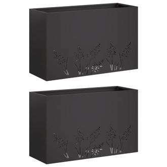 vidaXL Macetero De Jard&iacute;n 2 Uds. Negro 80 X 20 X 49 Cm Vidaxl