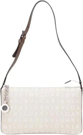 Bulgari Pre-owned Shoulder Bags, female, Beige, Size: ONE SIZE Pre-owned Canvas Shoulder Bag