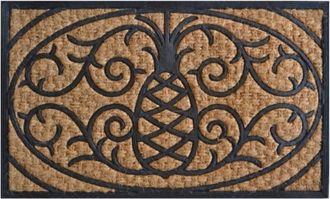 Imports Decor Pineapple Coir Door Mat with Rubber Backing, Non-Slip Coconut Fiber Doormat, Decorative Indoor Outdoor Entrance Rug