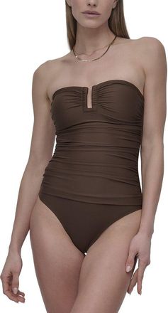 DKNY Shirred Bandeau Swimsuit