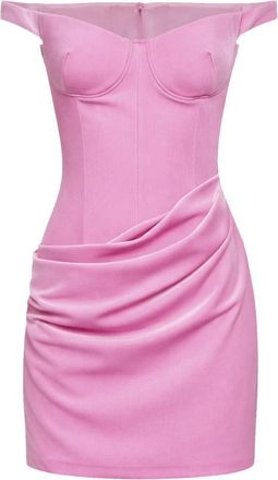 Alex Perry Off-the-shoulder Velvet Draped Mini Dress - Dames - Feestkleedjes - Roze - M - Polyester - Kleedjes