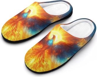Generic Phoenixs Bird Sun Fashion Cotton Slippers for Women Memory Foam House Slippers Non-Slip House Bedroom Shoes