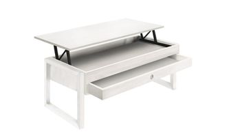 HOGAR 24 Mesa centro elevable caj&oacute;n deslizante madera maciza color blanco