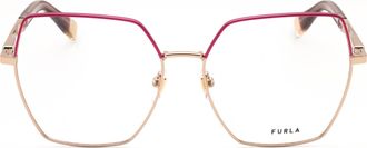 Furla VFU674 Rectangular Metal Frame Eyeglasses - Gold