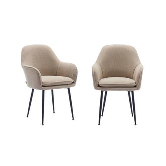 Sweeek Sill&oacute;n de pana con patas de metal negro mate, set de 2, beige