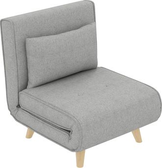 OEM Sill&oacute;n Cama Plegable Tapizado En Lino Sint&eacute;tico Con Respaldo Ajustable En 6 Posiciones Y Almohada 72x78x79 Cm Gris