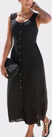Lascana Button Detail Maxi Dress in Black at Nordstrom, Size 12