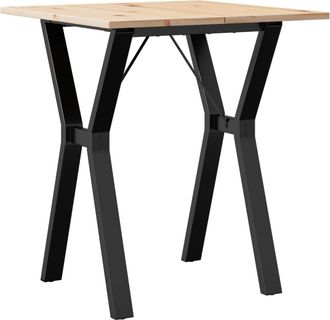 vidaXL Vidaxl - Mesa De Comedor Marco Y Madera Maciza Pino Y Acero 60x60x75 Cm