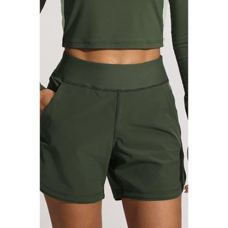 Lands End 5 Quick Dry Elastic Waist Board Shorts Swim Cover-up Shorts with Panty in Rich Olive Green at Nordstrom, Size 10