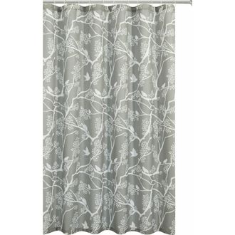 Dainty Home Birds Breeze Textured Waffle Weave Shower Curtain in Silver at Nordstrom Rack