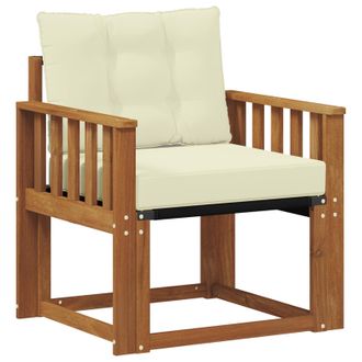 vidaXL Sof&aacute; De Exterior Madera De Acacia S&oacute;lida Natural Y Crema Vidaxl