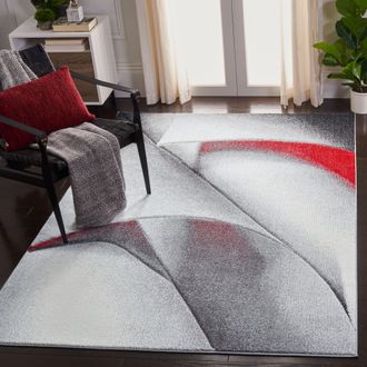 Safavieh Hollywood Machine Made Area Rug, Grey / Red Contemporary Style Easy Care