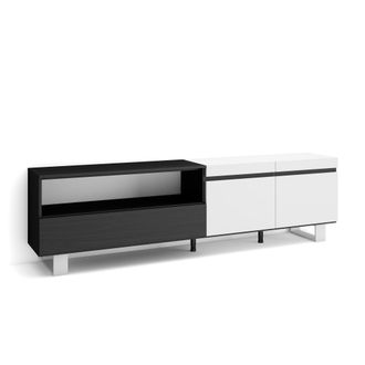 Skraut Home Skraut Home - Mueble Tv, Televisi&oacute;n, Muebles De Sal&oacute;n, Almacenaje, 200x57x35cm, Para Tv Hasta 80, Dise&ntilde;o Industrial, Estilo Moderno, Blanco Y Negro