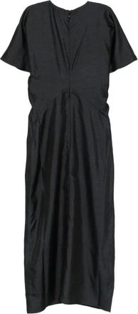 SOEUR Ella Draped Silk Dress - Dames - Maxi kleedjes - Zwart - S - Kleedjes