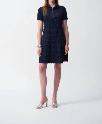 Joseph Ribkoff A-Line Textured Dress In Midnight Blue