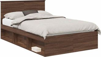 vidaXL Estructura De Cama Con Cabecera Roble Marr&oacute;n 120 X 200 Cm Vidaxl