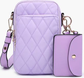 Jen & Co. Womens Parker Vegan Quilted Crossbody Bag In Lavender