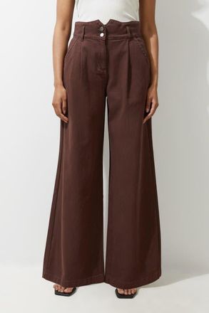 Karen Millen Denim Wide Leg Jeans in Chocolate at Nordstrom, Size 10