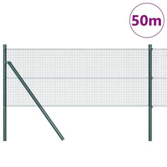 Berkfield Home Green Welded Wire Fence with 13 Posts Green 0.6x50 m Steel