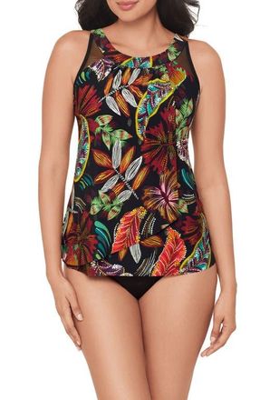 Miraclesuit Pluma Orla Ursula Underwire Tankini Top in Black Multi at Nordstrom, Size 18