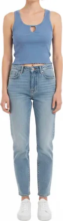 Nia Soft Touch Ribbed Cropped Tank Top In Slate Blue