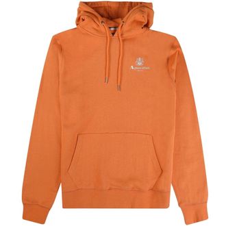Aquascutum Mens Active Small Logo Rust Orange Hoodie Cotton - Size Medium