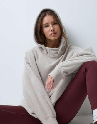 Nike felpa con cappuccio in pile polar beige-Bianco