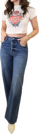 Pistola Denim Tate High Rise Bowed Wide Leg Jeans In Fulton